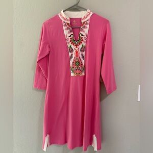 Spartina 449 Embroidered Tunic Dress Pink Size S NWT